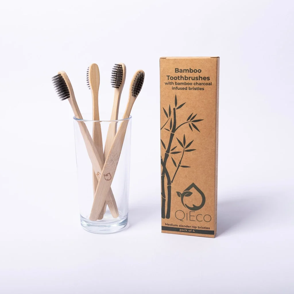 bamboo toothbrush with bamboo charcoal infused slender tip bristles 4 pack 659094 2048x